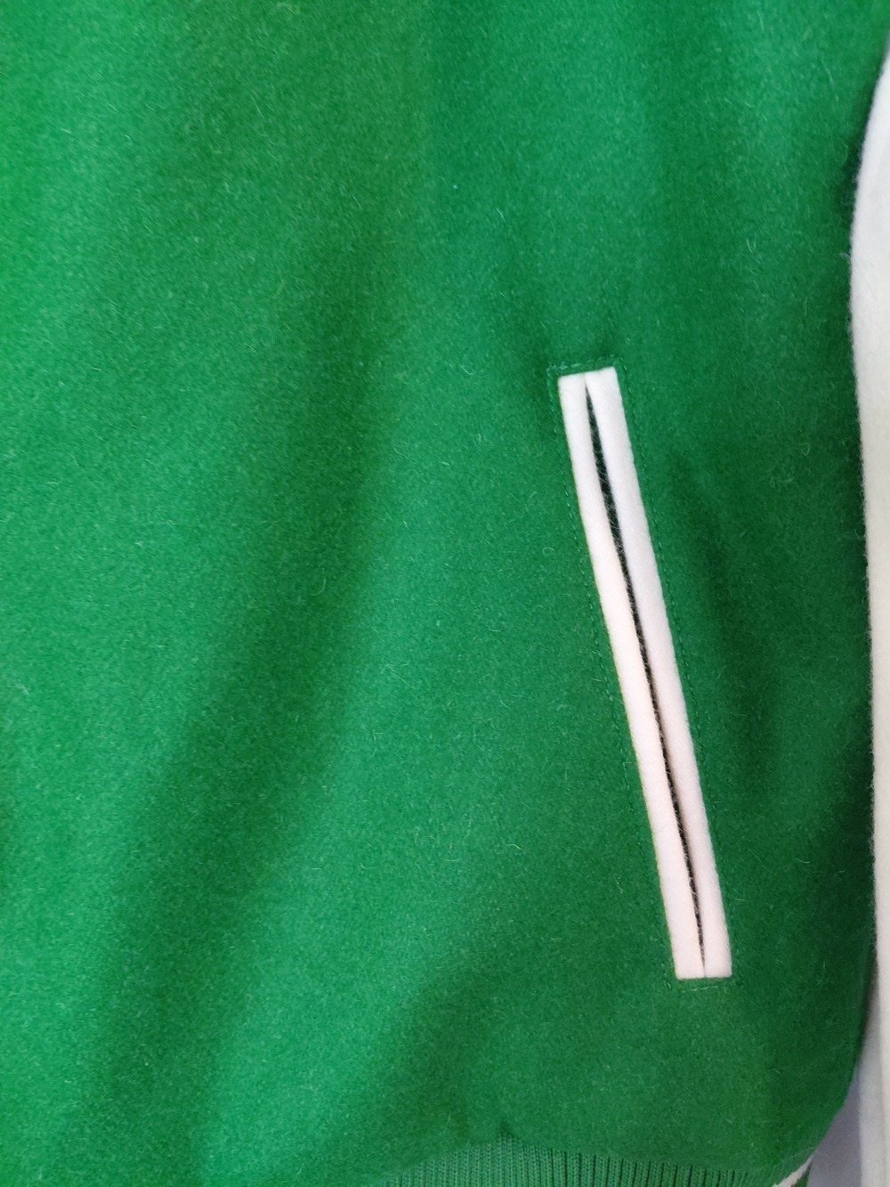 NWT Southern Gents Varsity Jacket Green White Wool Streetwear Size 34 - Picture 9 of 16